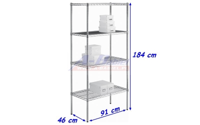 Regał magazynowy, chromowany, składany, wys. 184cm
